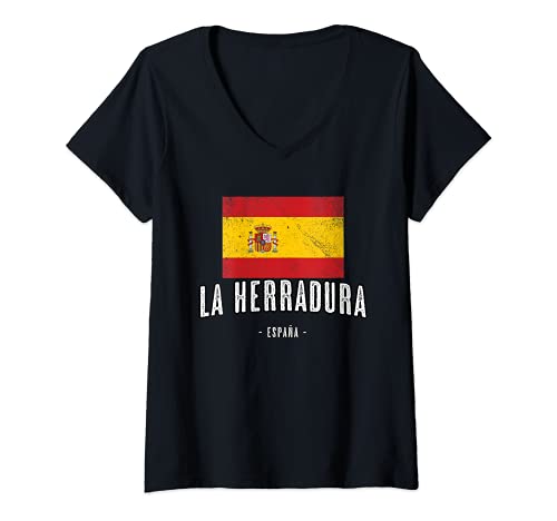 Mujer La Herradura España | Souvenir - Ciudad - Bandera - Camiseta Cuello V