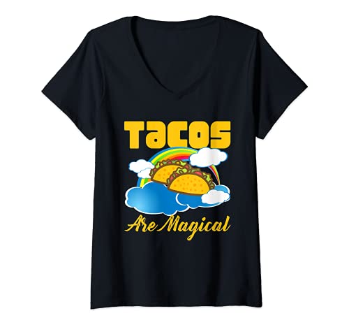 Mujer Los tacos son una mezcla mágica de diseño gráfico de aliment Camiseta Cuello V