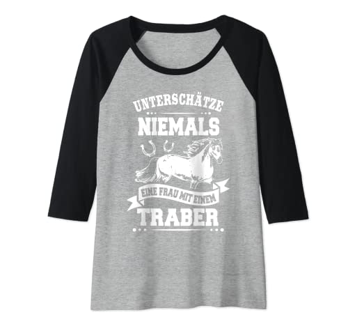 Mujer Traber - Señora jinete, diseño de caballo Camiseta Manga Raglan