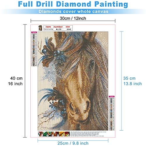 MXJSUA DIY 5D Diamond Painting Full Round Drill Kit Rhinestone Picture Art Craft para la decoración de la Pared del hogar 30x40 cm Caballo