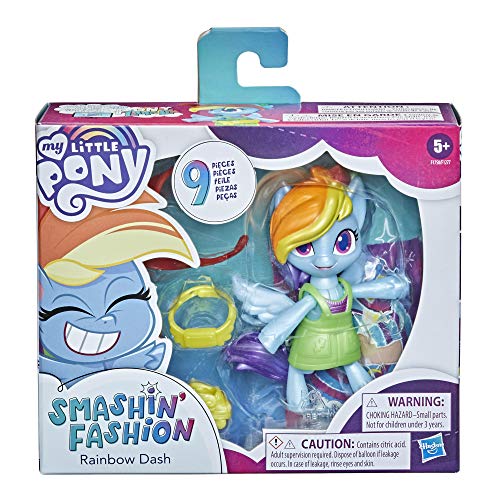 My little Pony F1758 Smashin' Fashion - Paquete de Mariposas Rainbow Dash – Figura articulada (7,5 cm) con Accesorios de Moda y Sorpresa, 9 Piezas