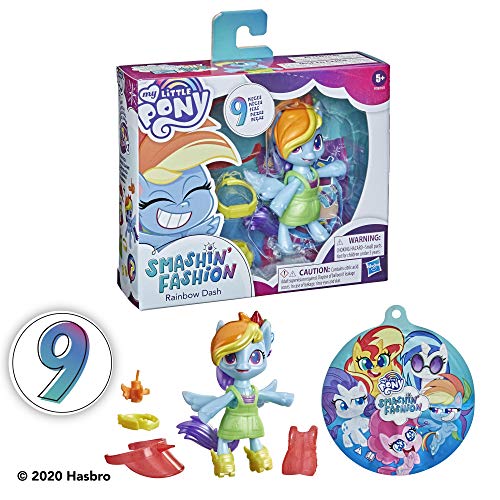 My little Pony F1758 Smashin' Fashion - Paquete de Mariposas Rainbow Dash – Figura articulada (7,5 cm) con Accesorios de Moda y Sorpresa, 9 Piezas