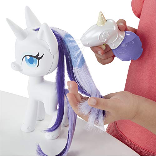 My Little Pony Magical Mane Rarity Toy 16,5 cm, Figura de Pony para peinar el Pelo con Pelo Que Crece y Cambia de Color, 10 Accesorios Sorpresa