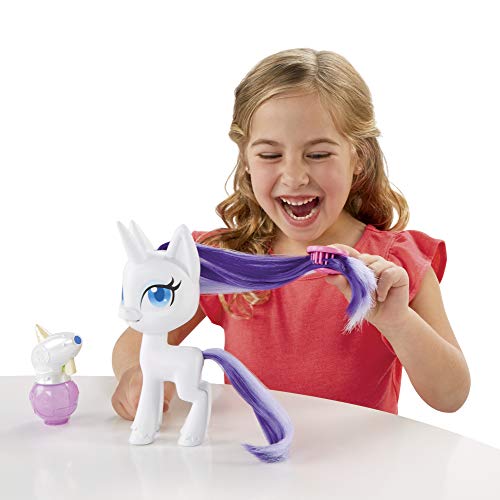 My Little Pony Magical Mane Rarity Toy 16,5 cm, Figura de Pony para peinar el Pelo con Pelo Que Crece y Cambia de Color, 10 Accesorios Sorpresa