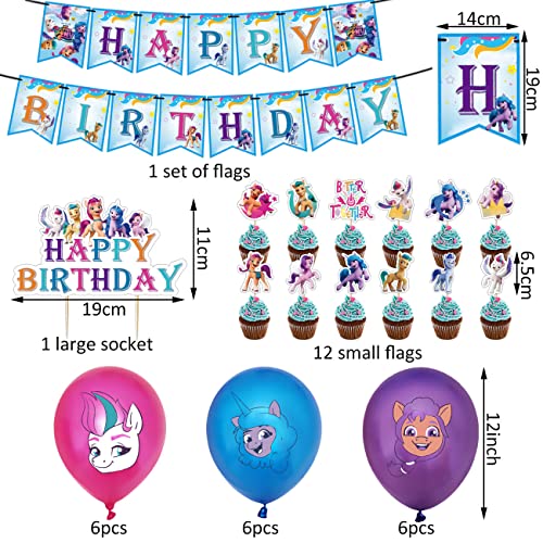 My Little Pony Party Supplies, Juego de Suministros Para Fiestas de Cumpleaños Para Niños Con Pancartas de globos para decoración de cumpleaños