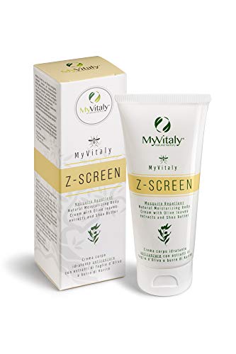 MYVITALY® Z-Screen - Crema hidratante para el cuerpo Repelente con Extractos de Hojas de Olivo Bio, Citronela y Lavanda 100ml