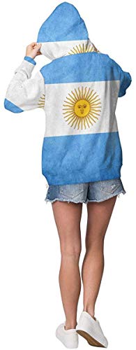 NA - Sudadera con capucha para mujer y niña, Mujer, Bandera argentina vintage., XXL