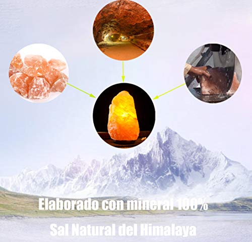 Nahuel Home Lámpara de Sal Natural del Himalaya con Portavela de Sal Himalaya 3.5-4.5 kg, Piedras Naturales 100% con Bombilla + Pack 20 Inciensos y 2 velas de Regalo