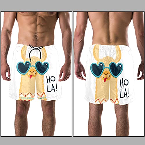 Nananma Gafas de sol de Alpaca de dibujos animados Hola traje de baño traje de baño playa surf pantalones cortos para hombres L, multicolor, M/L