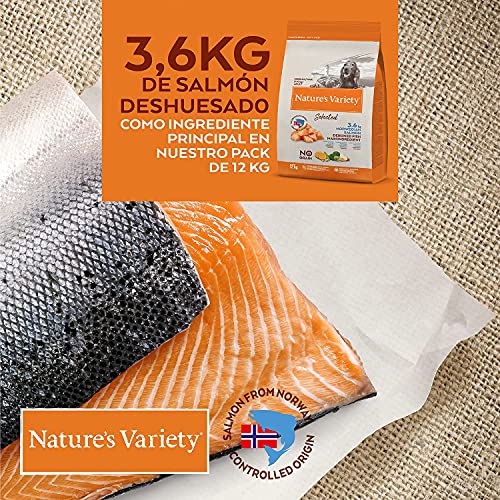 Nature's Variety Selected - Pienso para perros adultos con salmón noruego sin espinas, 12 kg