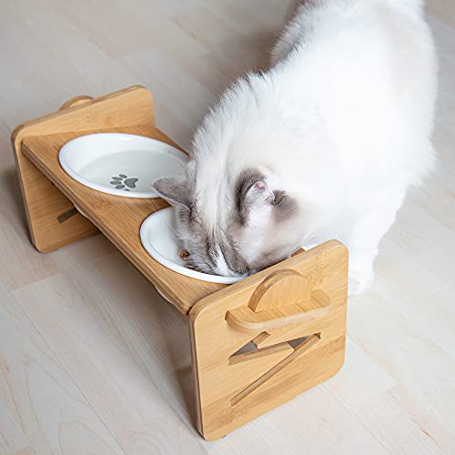 Navaris Comedero Ajustable para Mascota - Bebedero Regulable para Perro Gato - Set de 2X Cuenco Elevado con Soporte - Doble tazón para Agua alimento