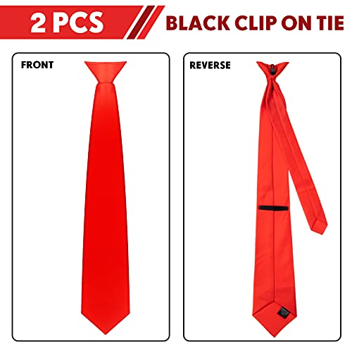Neer 2 Corbatas con Clip de Hombre Corbata de Color Sólido Pre-Atada (Rojo)