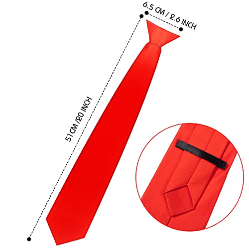 Neer 2 Corbatas con Clip de Hombre Corbata de Color Sólido Pre-Atada (Rojo)