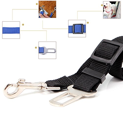 Neuftech Ajustable Cinturones de Seguridad Perros de Mascotas para Coche - Negro