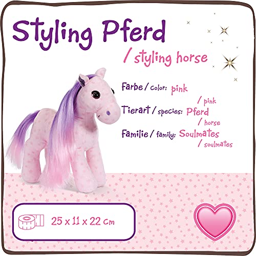 NICI Soulmates Princess Juguete para estilizar 25cm Accesorios de Estilo en Caja de Regalo – Caballos abrazar y Jugar – Peluquerías muñecos – Peluches de Pony, Color Rosa (45880)