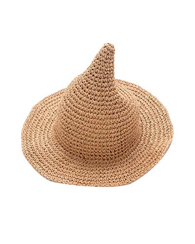Niñas Primavera Verano UV Sombrero de paja Playa Sombrero de sol Sombrero de bruja Caqui