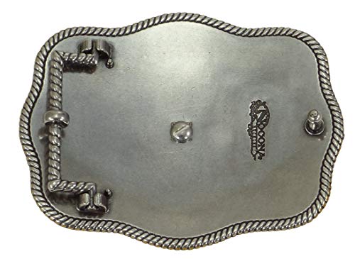 Nocona - Hebilla para cinturón de estilo western/cowboy, de plata envejecida, diseño de cowboy rezante, 9,7 x 7,7 cm, color plateado