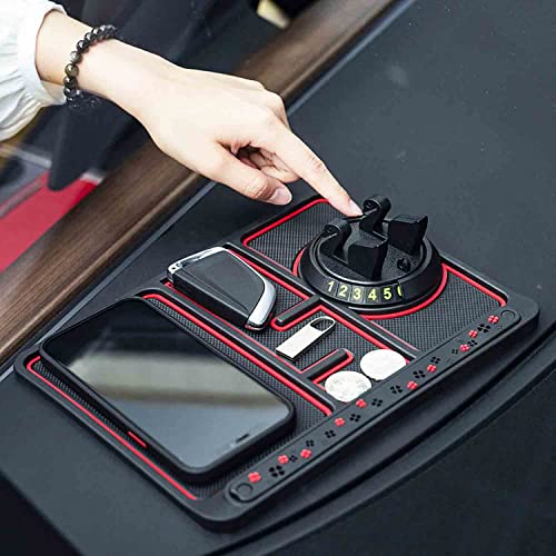 Non-Slip Phone Pad for 4-in-1 Car, Cool Glow-in-The-Dark Phone Pad with Temporary Car Parking Card Number Plate Universal Cell Phone Holder Aromatherapy Anti-Slip Mat -Black and White ( luminous)