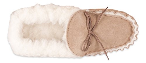 Nordvek - # 418-100 - Zapatillas de casa Mujer - Tipo mocasín - Piel ovina auténtica - Suela de Ante y collarín de Lana