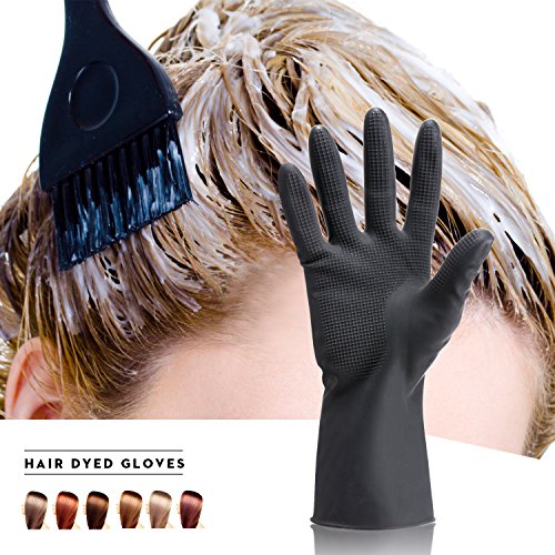 Noverlife 5 pares de guantes para teñir el cabello, guantes de látex para colorear el cabello, guantes de goma gruesa para limpiar la cocina y lavar platos