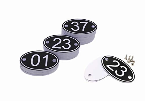 Números de mesa ovalados grabados en ABS, 30 mm x 50 mm (1-50)., color negro 1 to 50