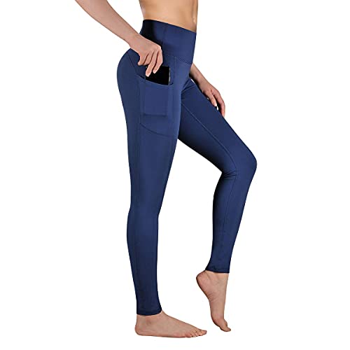 Occffy Leggings Mujer Fitness Cintura Alta Pantalones Deportivos Mallas para Running Training Estiramiento Yoga y Pilates P107 (Azul Profundo, S)