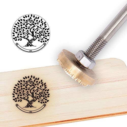 OLYCRAFT Wood Branding Iron Logotipo Personalizado 1.2 Sello de Cuero con Diseño de Hierro BBQ Sello Térmico con Mango de Madera para Carpintería Y Diseño Artesanal - Árbol de la Vida
