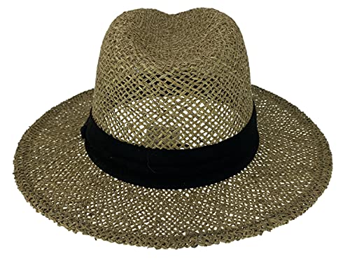 ONE & ONE HAT'S Sombrero Panamá De Yute Clasico Color Natural, Cinta Marrón Talla 60