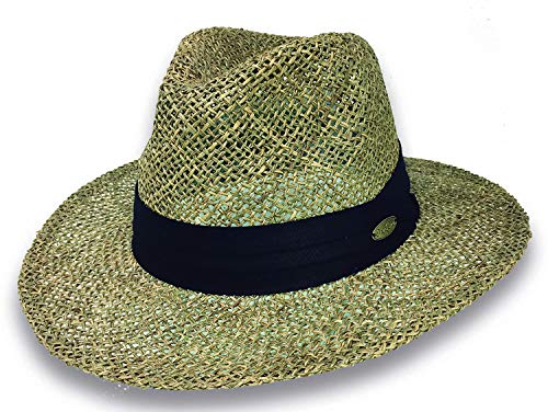 ONE & ONE HAT'S Sombrero Panamá De Yute Clasico Color Natural, Cinta Marrón Talla 60