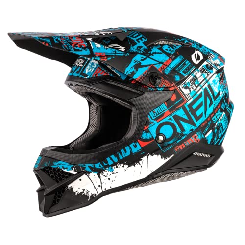 O'NEAL | Casco de Motocross | MX Enduro | ABS Shell, Estándar de Seguridad ECE 22.05, Ventilación para una óptima ventilación y refrigeración | 3SRS Helmet Ride | Adultos | Negro Azul | Talla M
