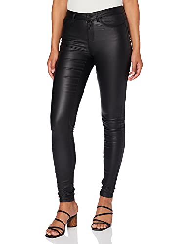 ONLY Onlanne K Mid Waist Coated Jeans Noos, Vaqueros skinny Mujer, Negro (Black Black), W29/L32 (Talla fabricante: M)