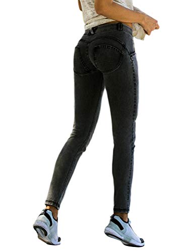 Onsoyours Pantalones Vaqueros De Mujer Pantalones Mezclilla Polainas Delgadas Bolsillo Fitness Tallas Grandes Leggins Skinny Lápiz Jeans Negro S