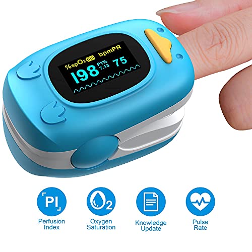 Oxímetro de pulso para la yema del dedo para niños Monitor de saturación de oxígeno en sangre para bebés Monitor de oxígeno portátil para niños y pediátricos no incluidas Pilas
