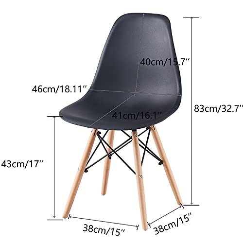 Pack 4/6 sillas de Comedor Silla diseño nórdico Retro Estilo (2 sillas-Negro)