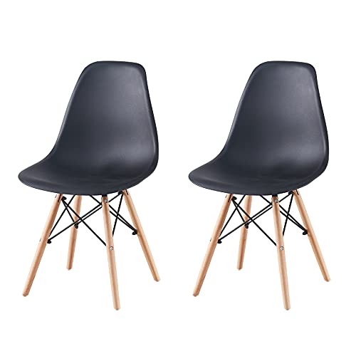 Pack 4/6 sillas de Comedor Silla diseño nórdico Retro Estilo (2 sillas-Negro)