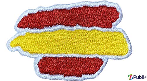 Pack de 3 Banderas de España parches autoadhesivos, parches termoadhesivos para todo tipo de prendas y artículos textiles, fácil de planchar y colocar, fabricado en España, borde blanco