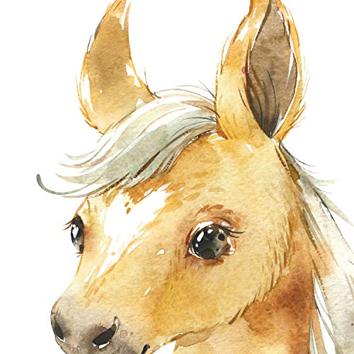 Pack de Cuatro láminas con Ilustraciones de Animales. Posters con imágenes Infantiles de Animales. Caballo Burro Vaca y Conejo. Tamaño A4 sin Marco