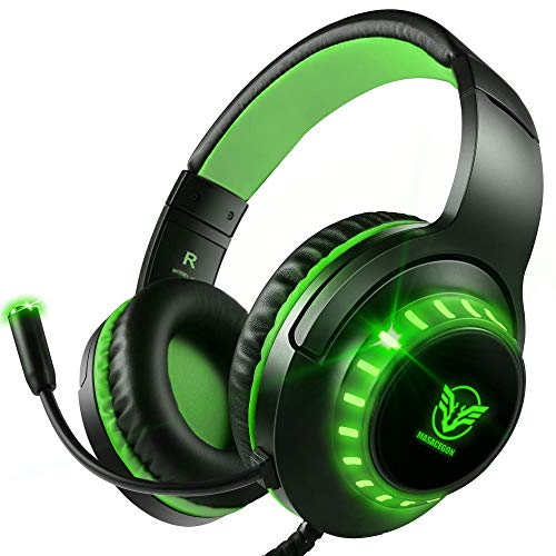 Pacrate Xbox One Cascos Gaming para PS4 PS5 PC Laptop Switch, Auriculares Gaming Estéreo Sonido, Cascos con Microfono con Luz LED, Cascos Gamer Jack de 3,5 mm con Cancelación de Ruido for Kids Adults 