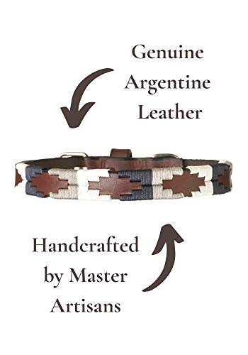 pampeano | Roca - Cuello Polo para Perros Artesanal Argentino en Piel de Primera Calidad | Caja de Regalo | Todas Las Razas de Perros | Hebilla de Acero Inoxidable Cosida a Mano de 1,5 cm de Ancho