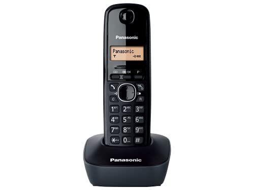 Panasonic KX-TG1611SPH - Teléfono Fijo Inalámbrico DECT, LCD, Identificador de Llamadas, Agenda de 50 Números, Tecla de Navegación, Alarma, Reloj, color Negro