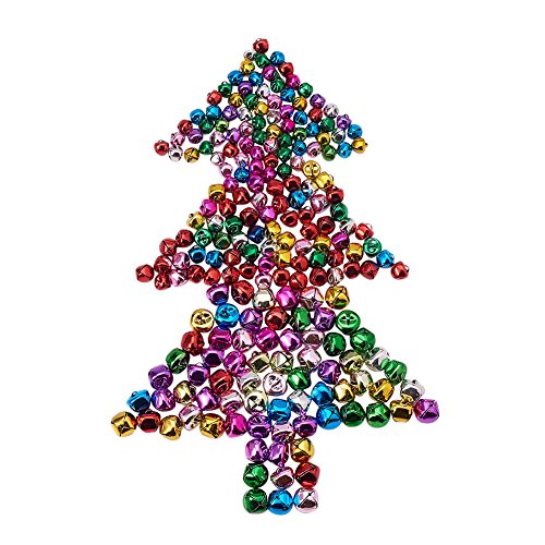 PandaHall Elite - 240 colgantes de hierro para fiestas, campanas de Navidad, colgantes de abalorios, colores variados, 10-15 mm