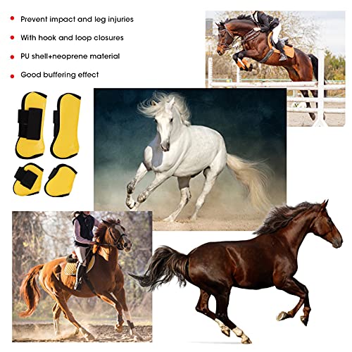 Paquete de 4 botas de apoyo para caballos Ventiladas, transpirables y para saltar, botas de protección Envoltura de apoyo Cómodo y ajustable Tendón de caballo Protección (30.00*18.00*5.00-Amarillo)