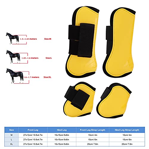 Paquete de 4 botas de apoyo para caballos Ventiladas, transpirables y para saltar, botas de protección Envoltura de apoyo Cómodo y ajustable Tendón de caballo Protección (30.00*18.00*5.00-Amarillo)