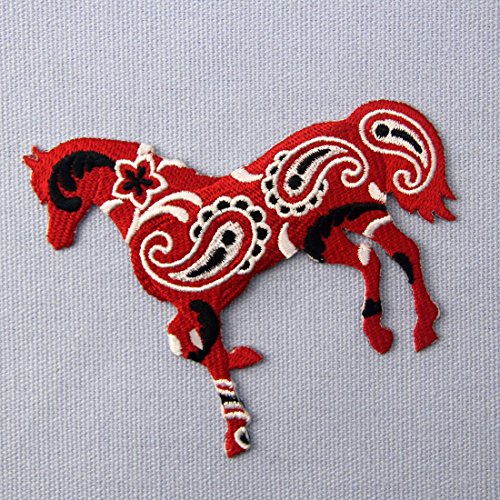 Parche termoadhesivo para la ropa, diseño de Bandana Paisley caballo rojo