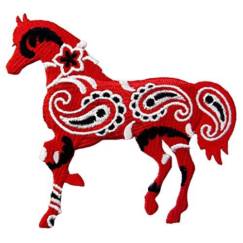 Parche termoadhesivo para la ropa, diseño de Bandana Paisley caballo rojo