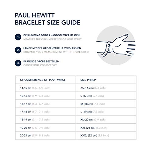 Paul Hewitt Pulsera para Hombre o Mujer PHREP - Pulsera de Nylon Negro con Ancla, Brazalete de Hombre o Mujer con Cuerda de Vela y Ancla, Accesorio de Acero Inoxidable bañado en Oro