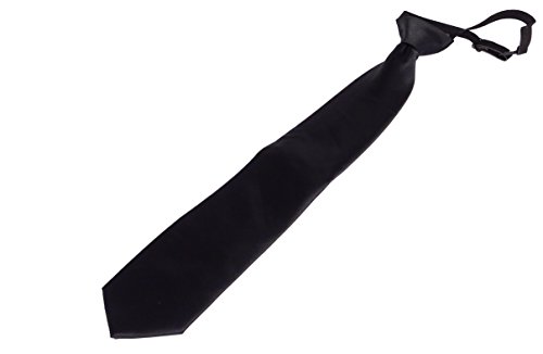 PB Pietro Baldini Corbatas con nudo hecho - Corbata negra - Corbata con goma - Corbata elegante 100% microfibra - Talla 51 * 7,5
