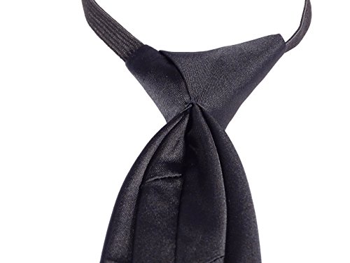 PB Pietro Baldini Corbatas con nudo hecho - Corbata negra - Corbata con goma - Corbata elegante 100% microfibra - Talla 51 * 7,5