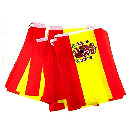 PCMOVILES 3 tiras de 15 banderas de España para guirnalda y celebraciones