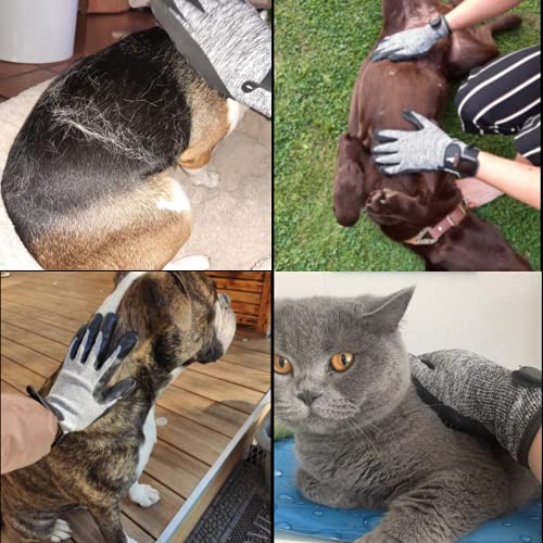 PETSFELLOW® Guantes de aseo para mascotas, cepillo para pelo de perro, gato, pelo de caballo, 1 par de guantes para masajes y depilación